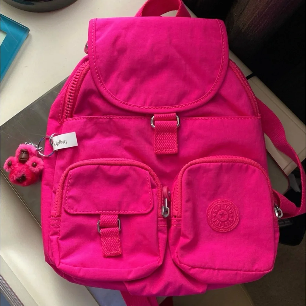Kipling Lovebug Small Backpack With Furr  Color-hot pink
